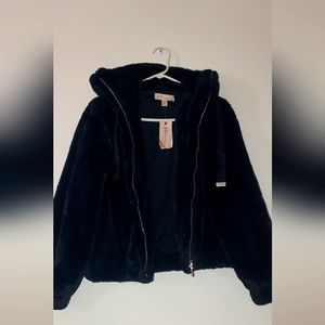 Women's faux fur dark blue coat size M